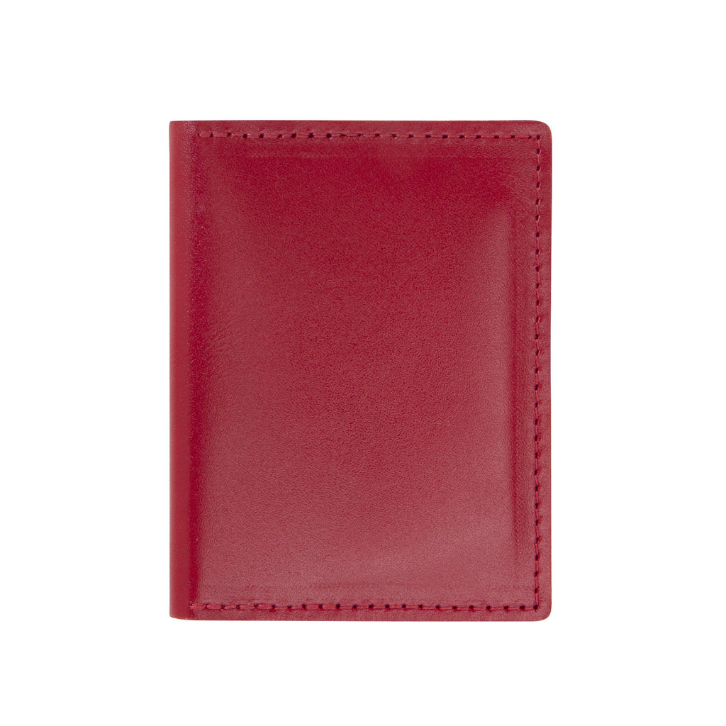 3. Front view of red RR ID Billfold Wallet in genuine leather with sleek finish