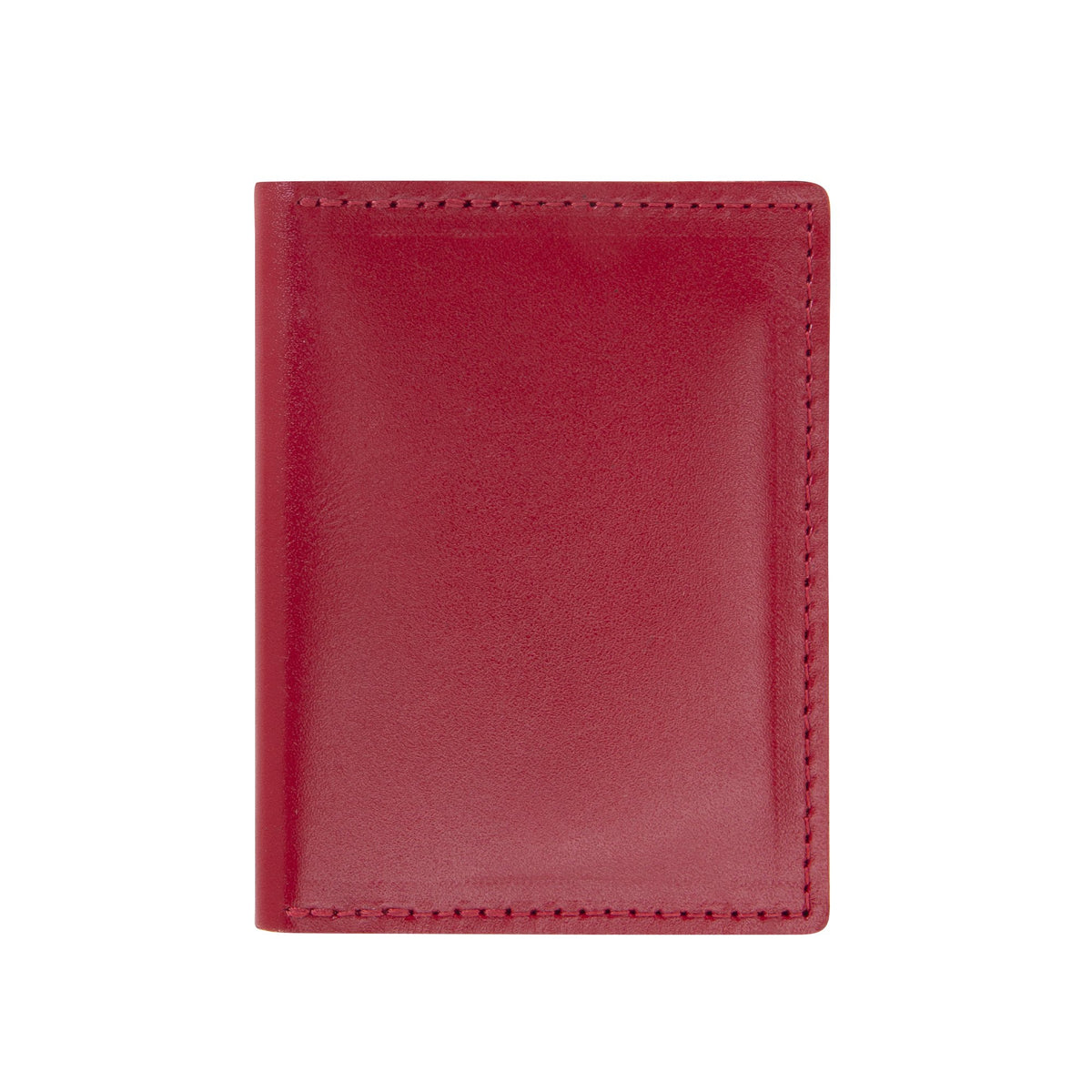 3. Front view of red RR ID Billfold Wallet in genuine leather with sleek finish