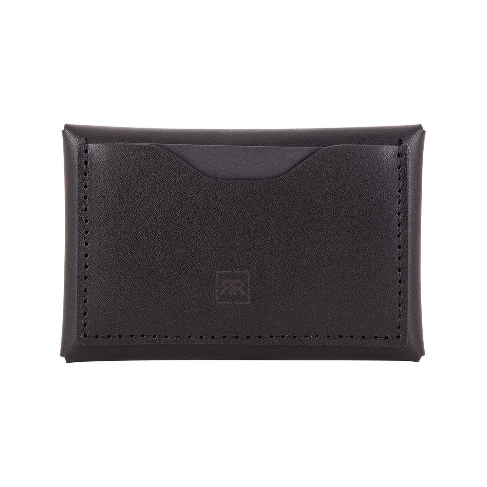 2. Back view of black small envelope wallet by RR featuring credit card slot
