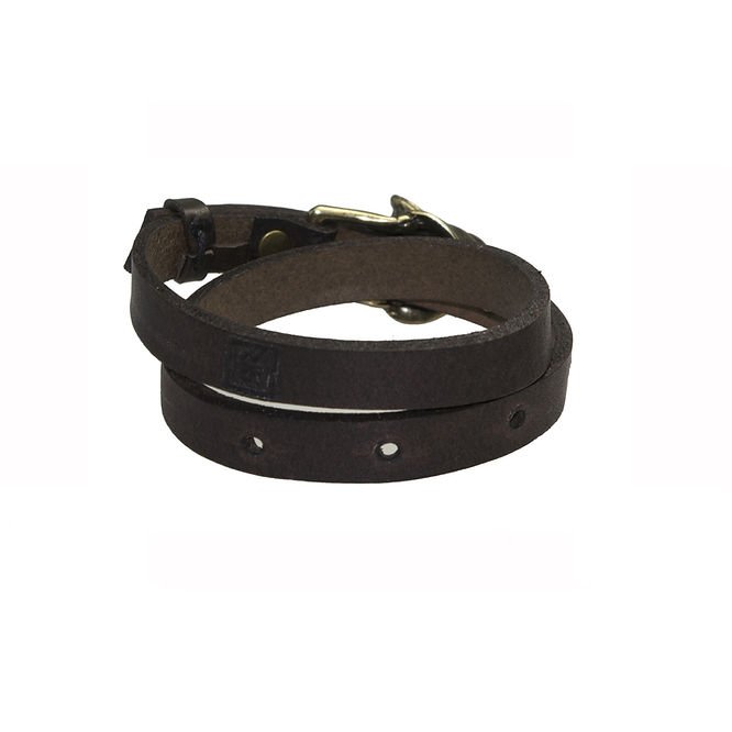 3. Close-up of RR Wolf Leather Bracelet showing adjustable snap options