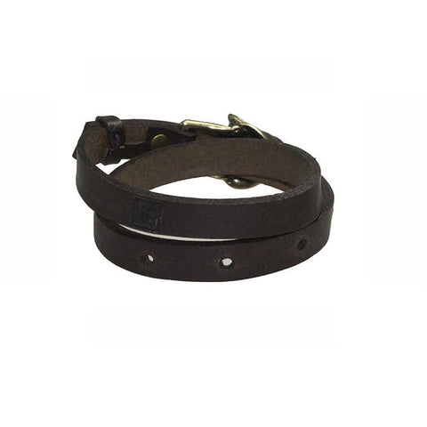 3. Close-up of RR Wolf Leather Bracelet showing adjustable snap options
