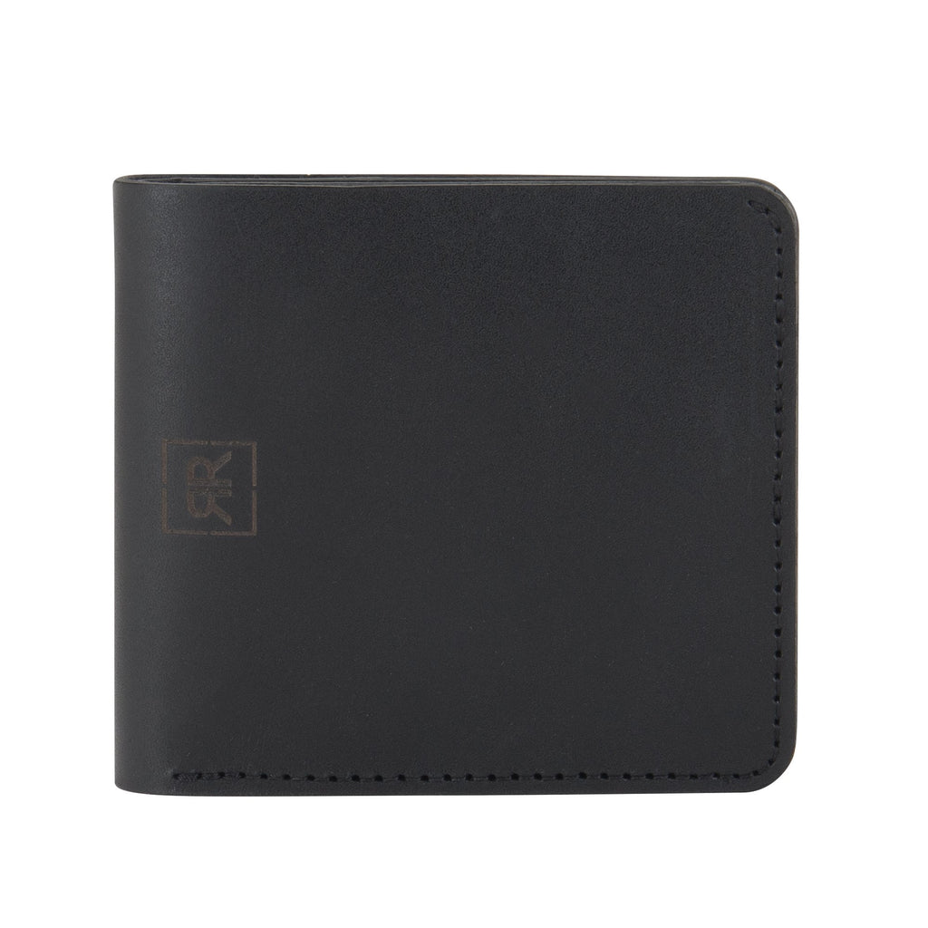 3. Back view of black RR Billfold Wallet featuring subtle RR logo detail