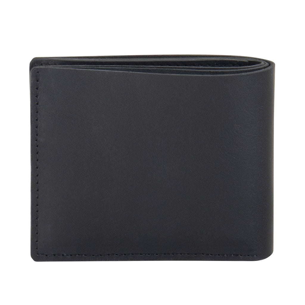 2. Back view of black leather RR billfold wallet, showcasing sleek design