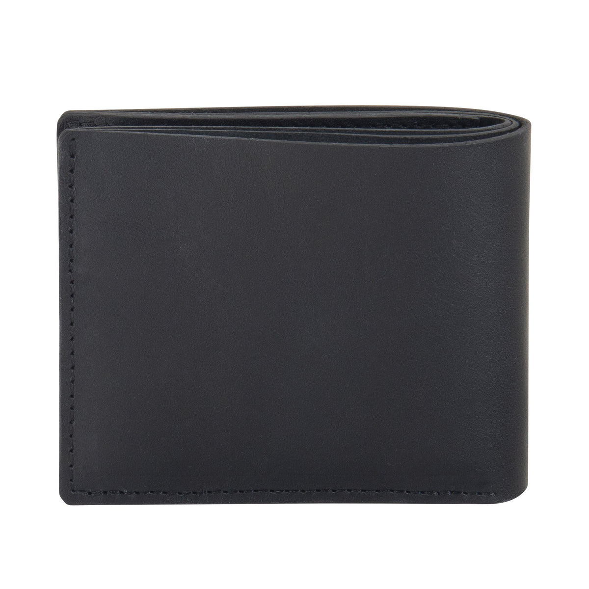2. Back view of black leather RR billfold wallet, showcasing sleek design