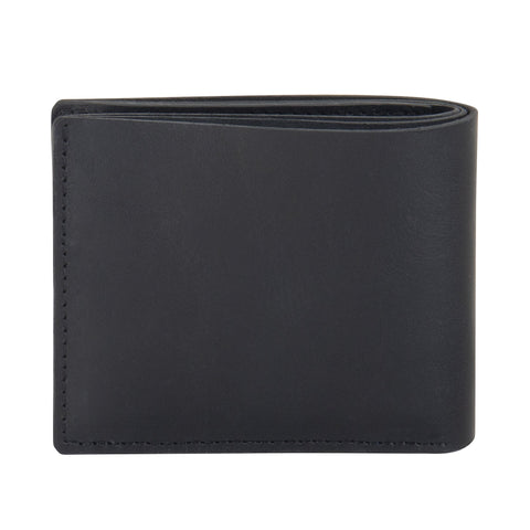 2. Back view of black leather RR billfold wallet, showcasing sleek design