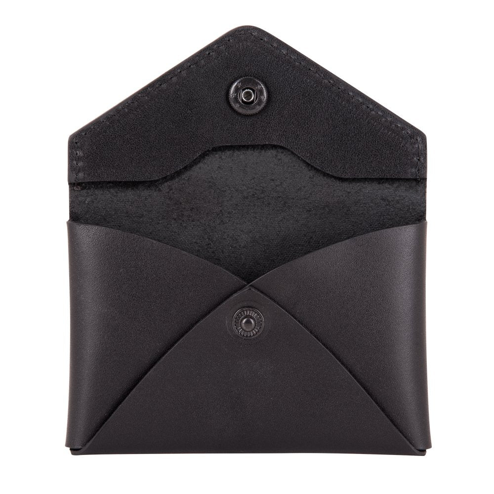 3. Open view of black small envelope wallet by RR showing internal pocket