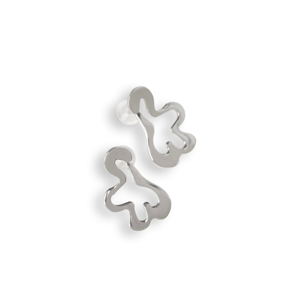 2. Stainless steel Folia Mini earrings with high-gloss finish on white background