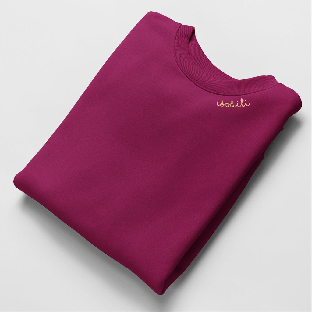3. Unisex cherry embroidered organic cotton sweatshirt by Beebila, folded view