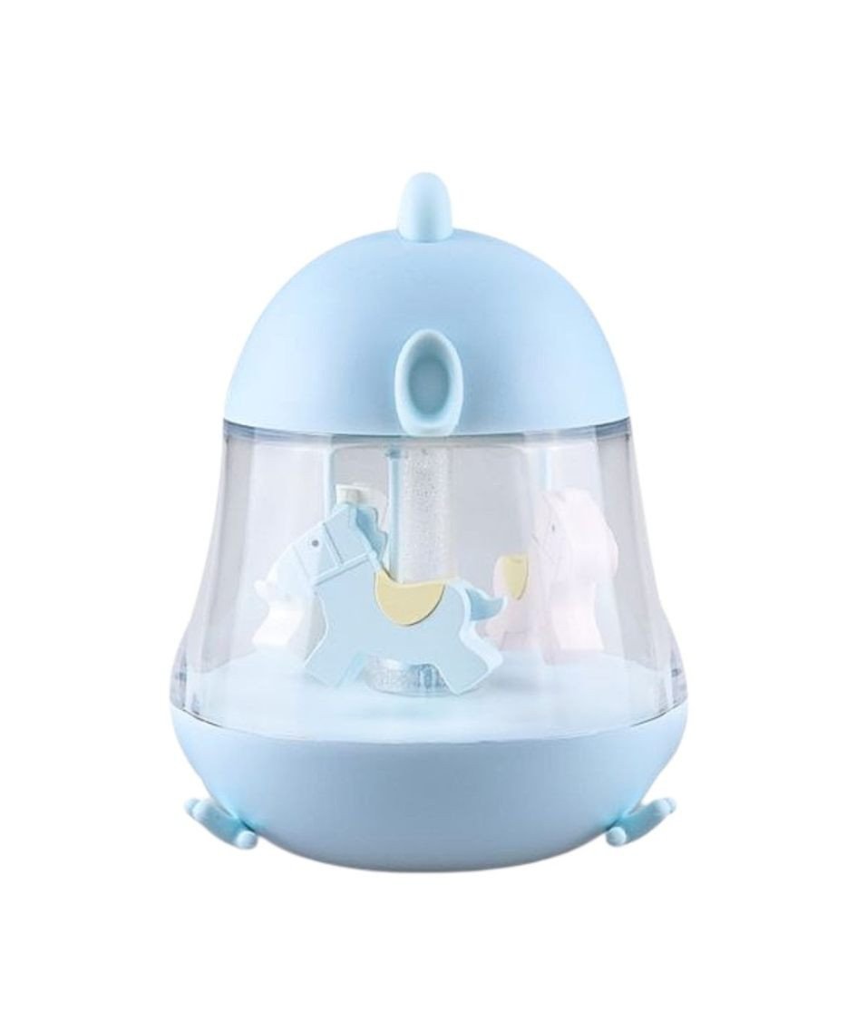 2. Blue Rabbit & Friends lamp with carousel and music box on white background