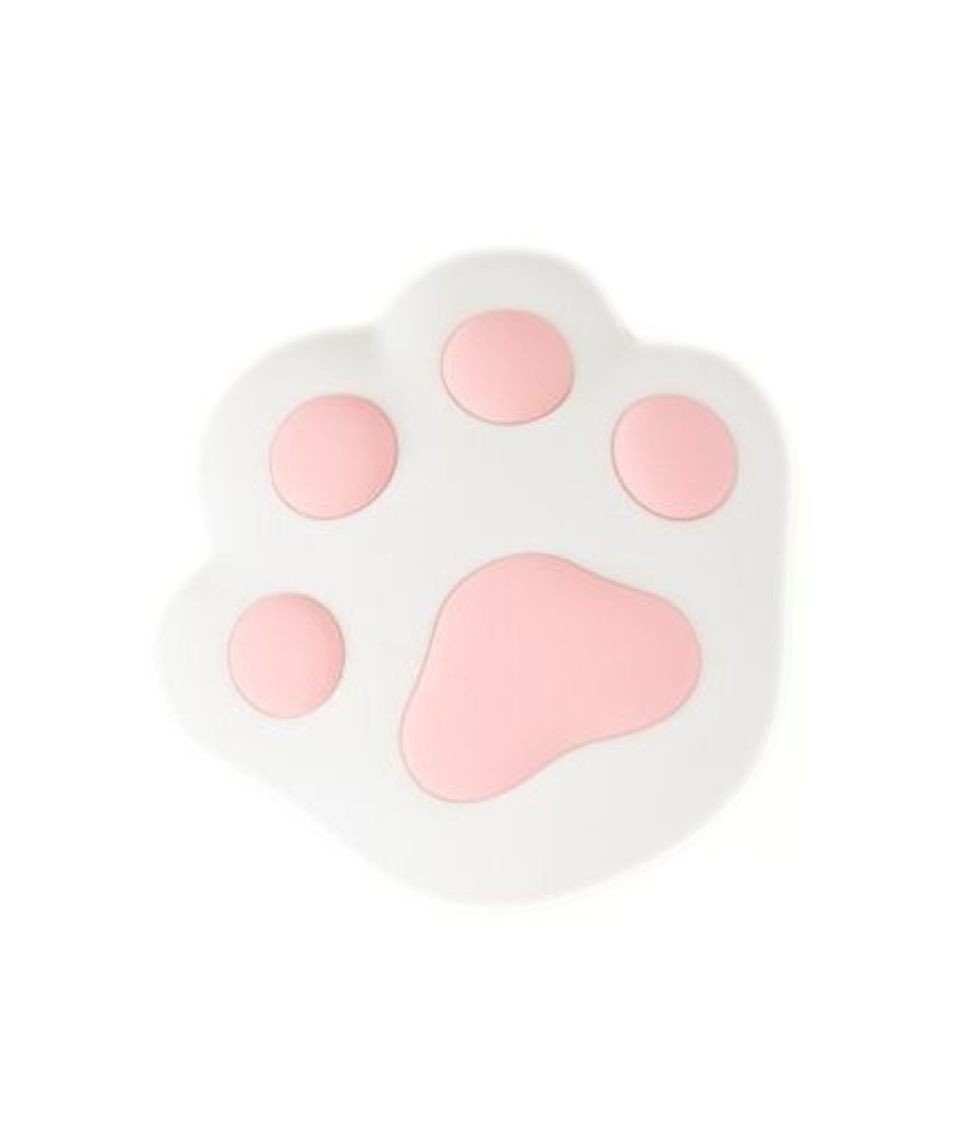 4. Studio shot of pink paw-shaped silicone lamp on white background