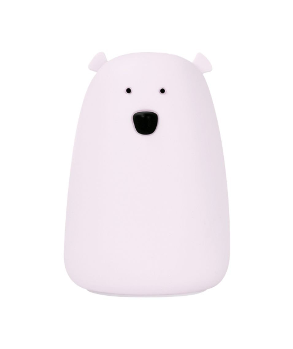 2. Lavender Big Bear silicone lamp by Rabbit & Friends with black eyes and nose on a white background