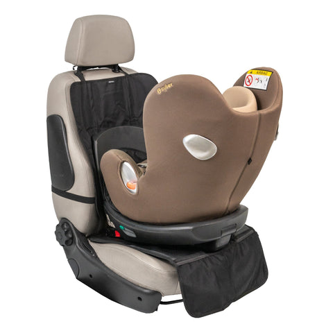 1. Ezi Mat 3 in 1 seat protector with child car seat, showing protective function