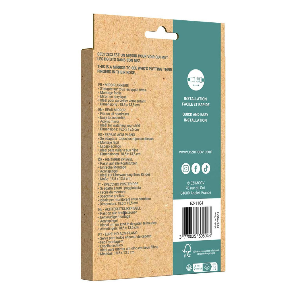 3. Packaging of Ezimoov EZI MIRROR CLASSIC with installation instructions and product details