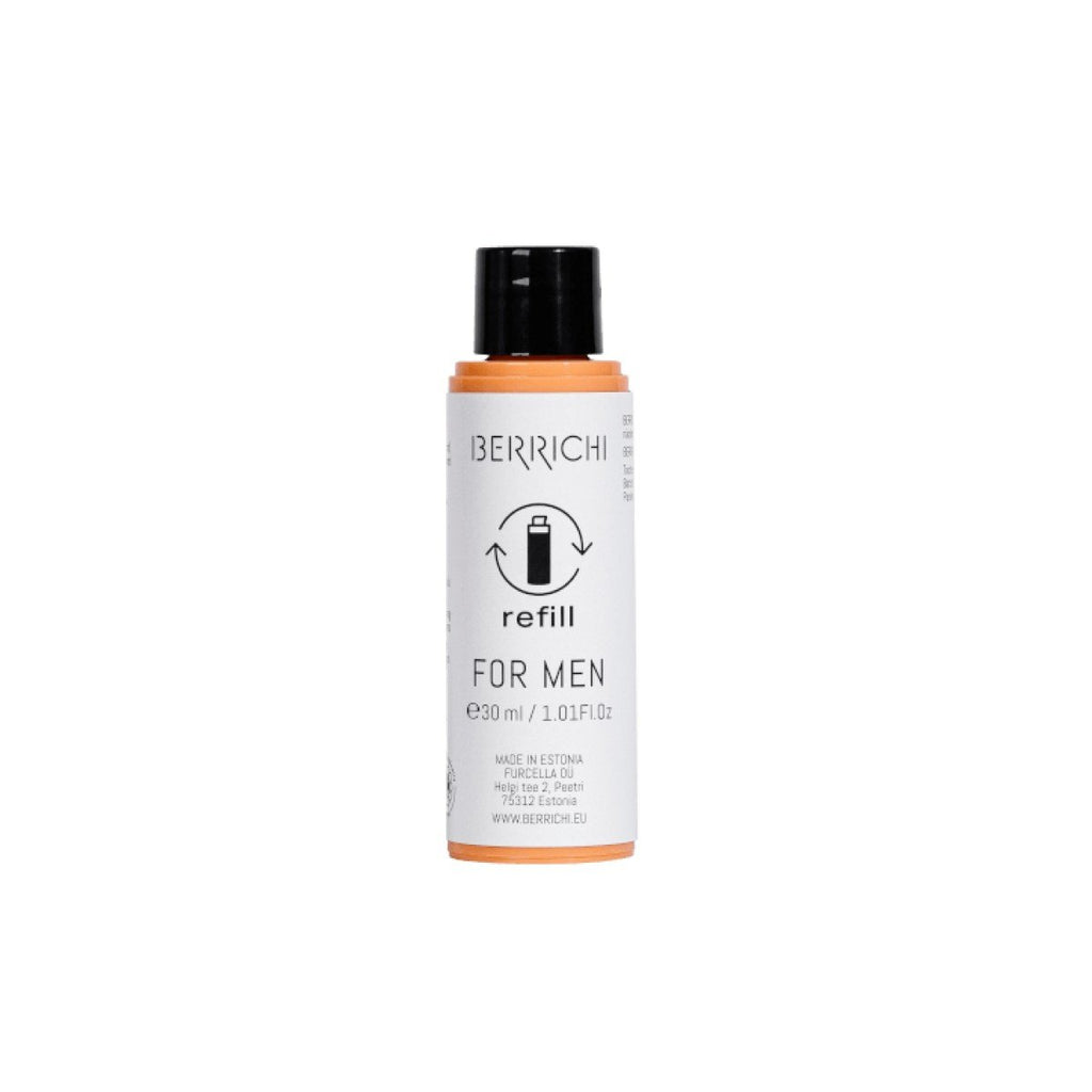 1. Berrichi Face Cream FOR MEN refill bottle, 30ml, shown in studio setting