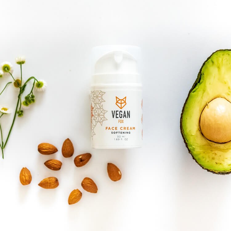 5. Vegan Fox Softening Face Cream with almonds and avocado, showcasing key ingredients