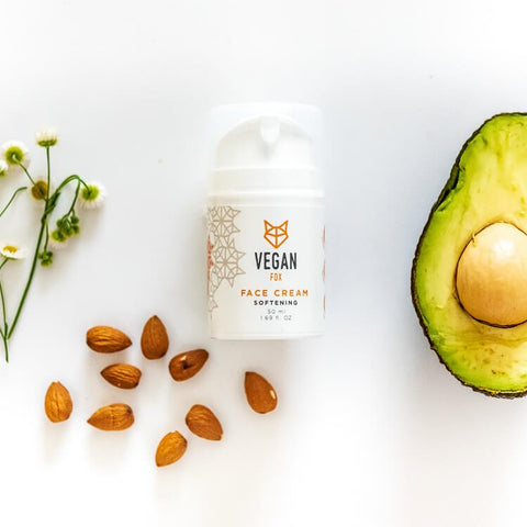 5. Vegan Fox Softening Face Cream with almonds and avocado, showcasing key ingredients