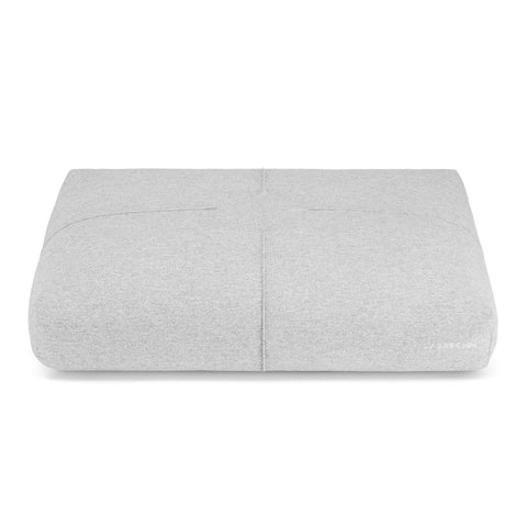 2. Grey Finno dog cushion by Labbvenn with decorative stitching, shown on a white background, highlighting its elegant design and brand logo on the side.