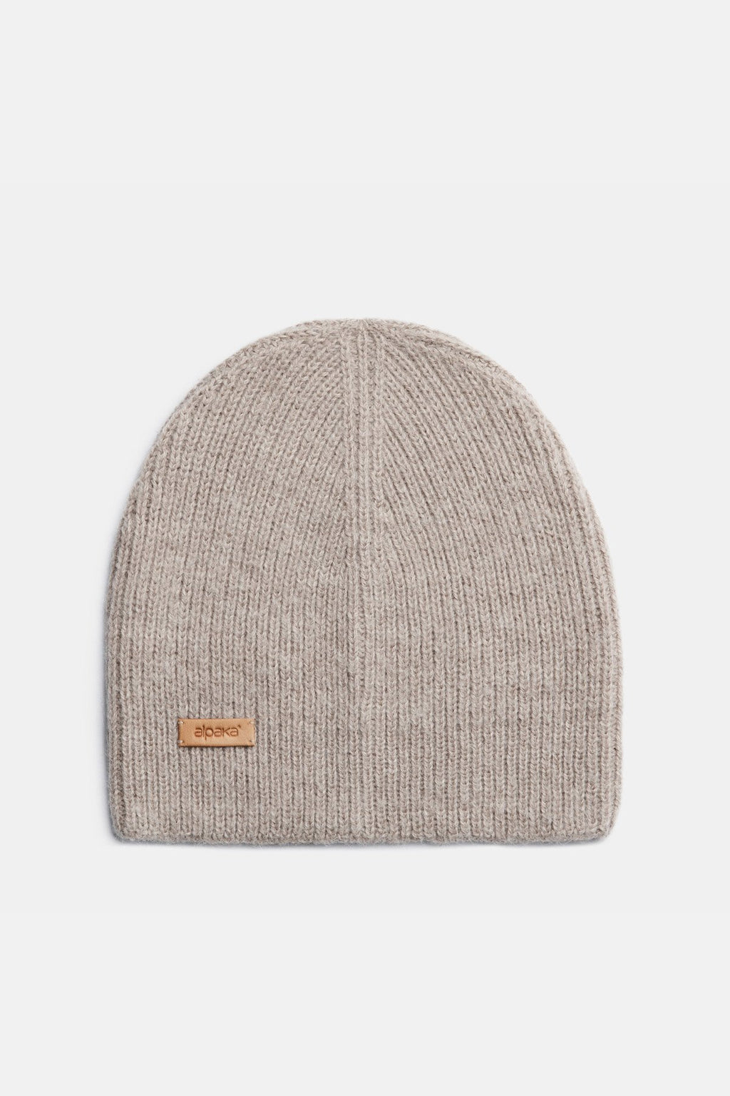 11. Flat lay of milk coffee Alpaka baby alpaca wool fisherman's rib beanie