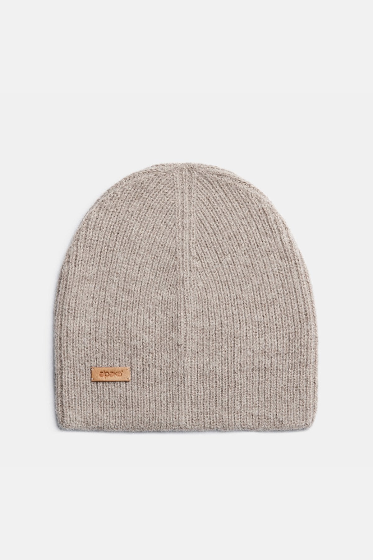 11. Flat lay of milk coffee Alpaka baby alpaca wool fisherman's rib beanie