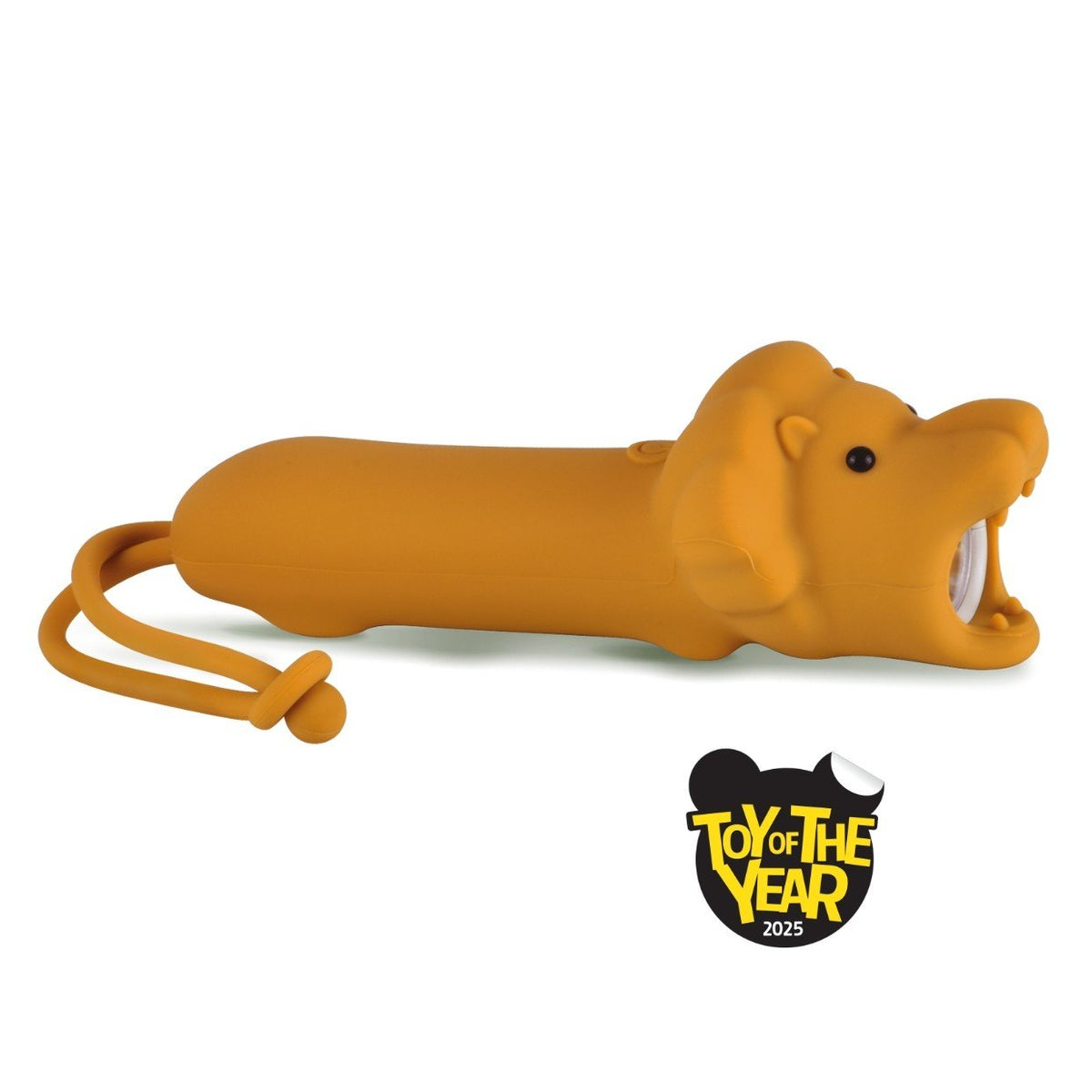 1. Lion-shaped kids' flashlight in soft silicone with USB-C charging and hanger, featuring 'Toy of the Year 2025' award logo