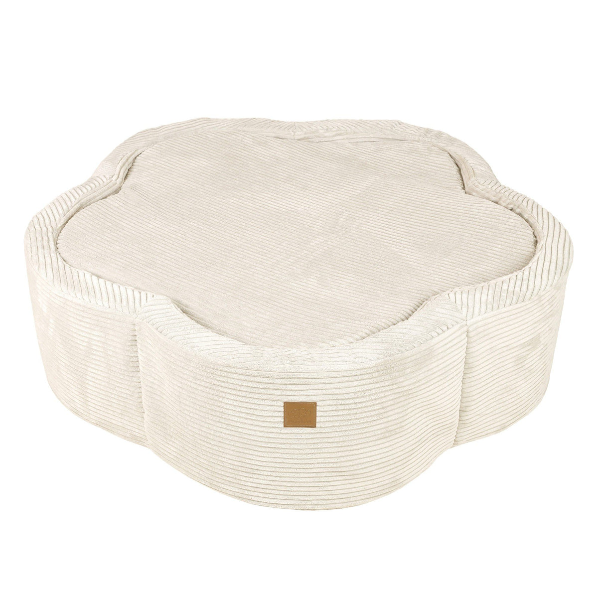 3. Beige flower-shaped foam baby ball pit with closed top on a white background