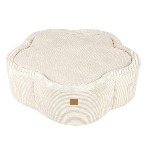 3. Beige flower-shaped foam baby ball pit with closed top on a white background