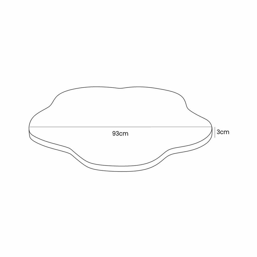 5. Size chart for khaki flower-shaped foam baby ball pit cover, showing dimensions in centimeters