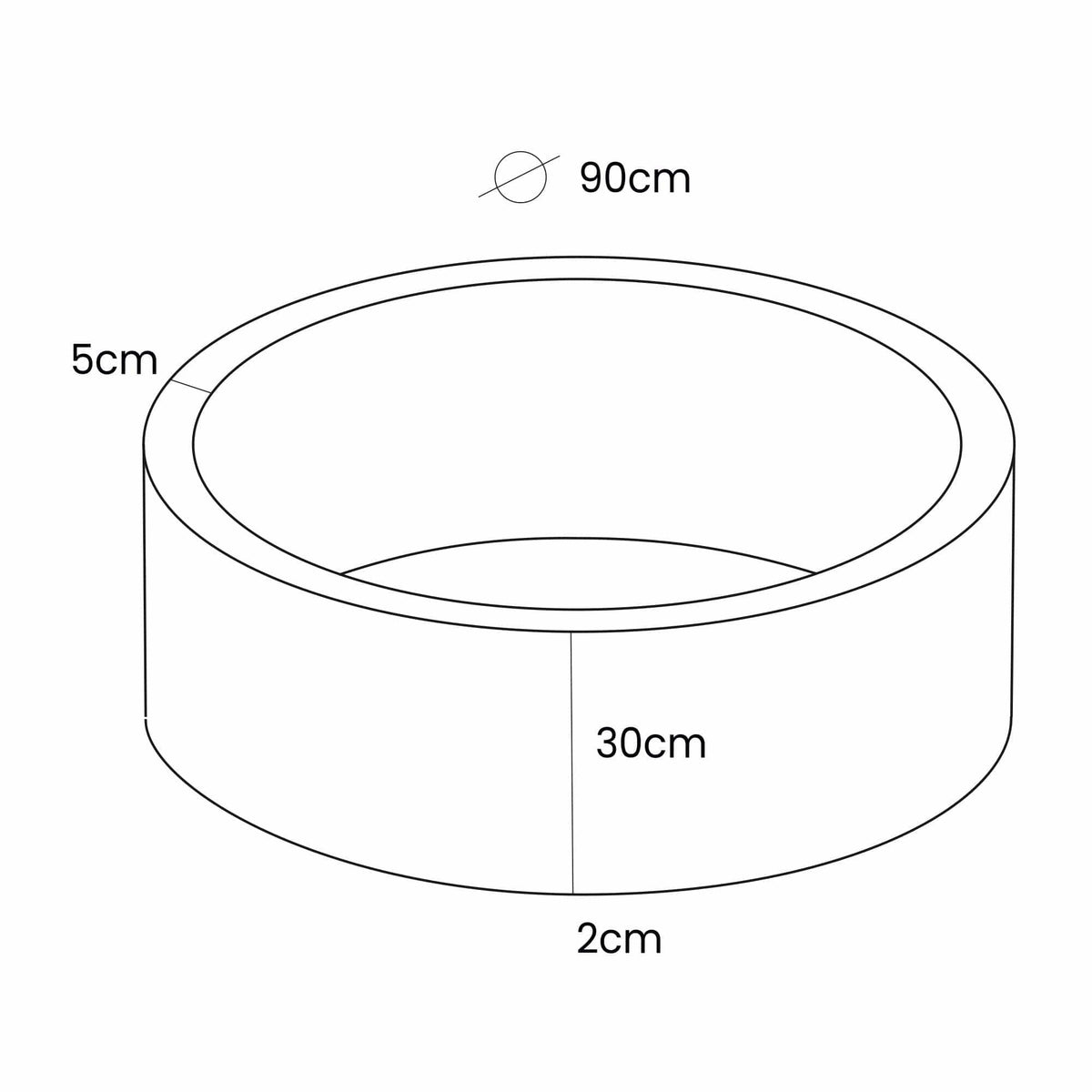 5. Size chart for turtle-shaped baby ball pit showing dimensions in centimeters