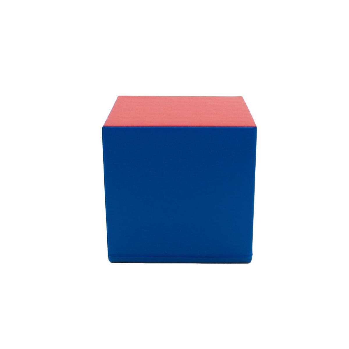 2. Front view of blue and red foam mega cube building block by IGLU in studio