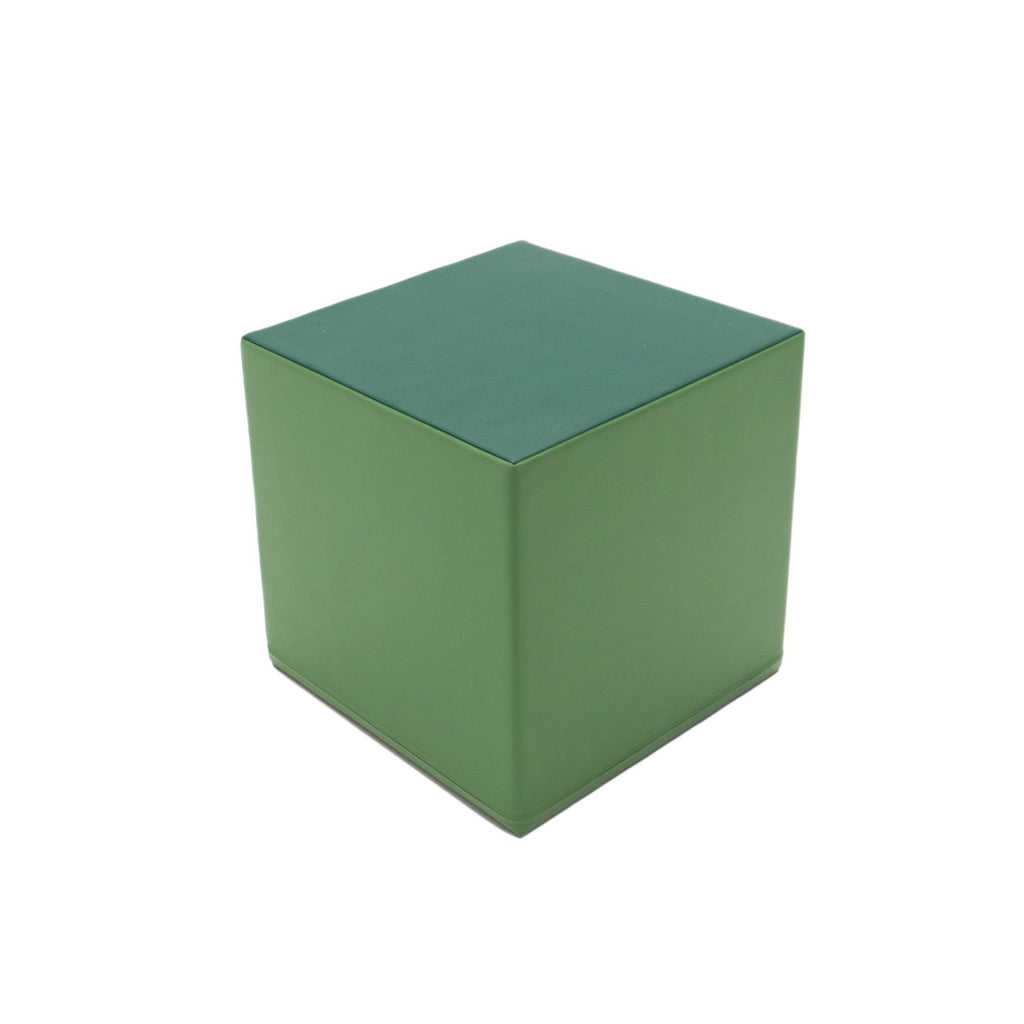 2. Pine green foam mega cube building block by IGLU shown in studio setting with clean background