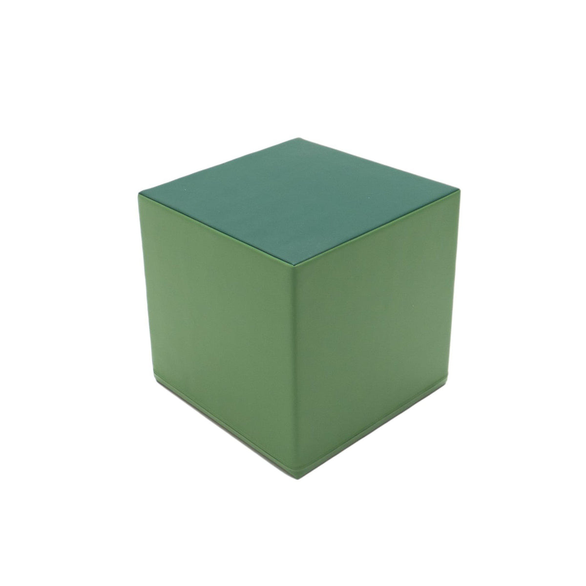 2. Pine green foam mega cube building block by IGLU shown in studio setting with clean background