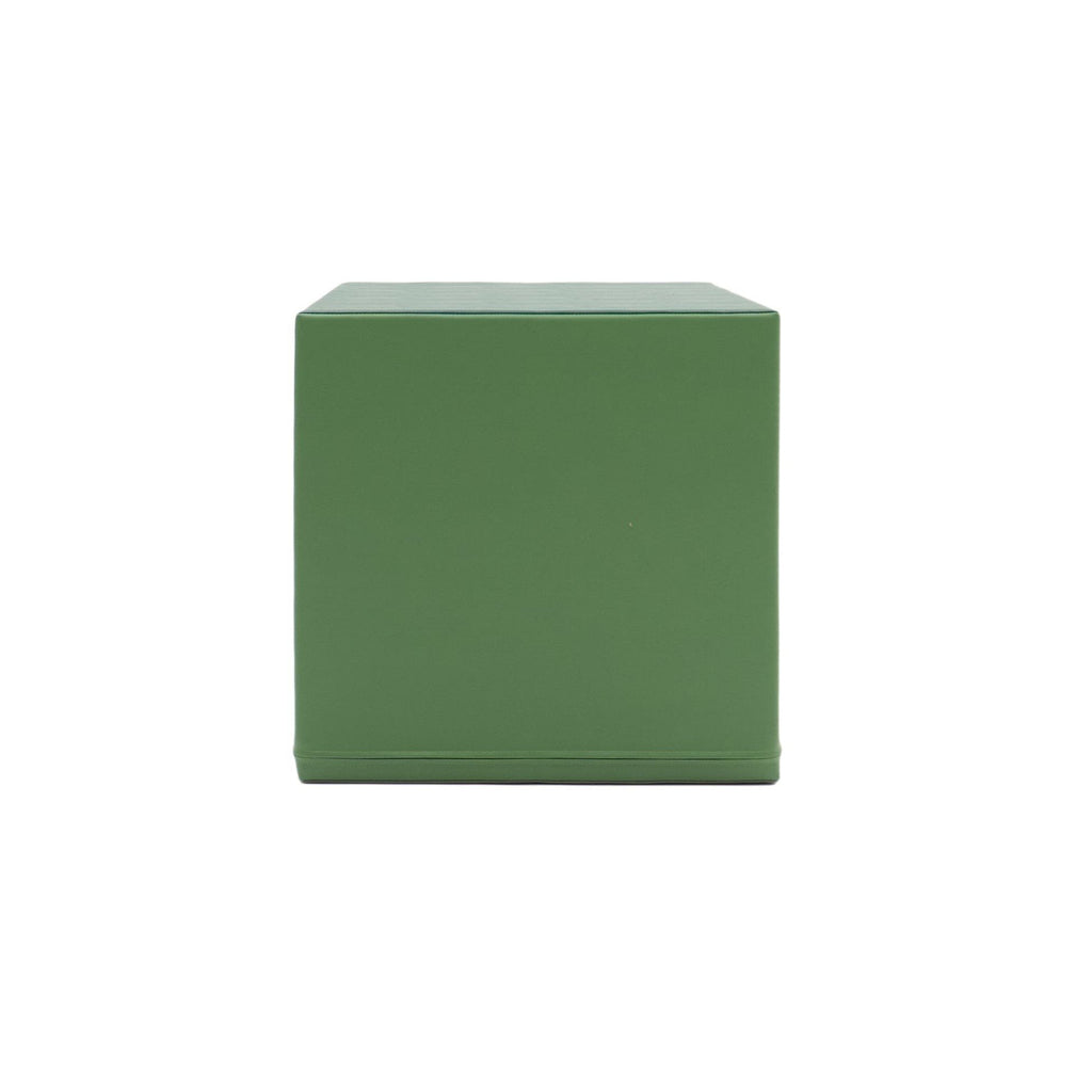 2. Front view of pine green foam mega cube building block by IGLU on white background