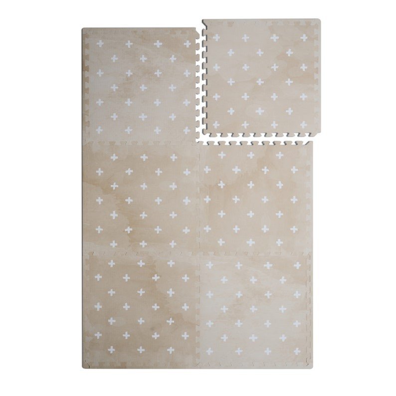 2. OLYA KIDS Cross sand foam puzzle playmat with interlocking pieces on a white background