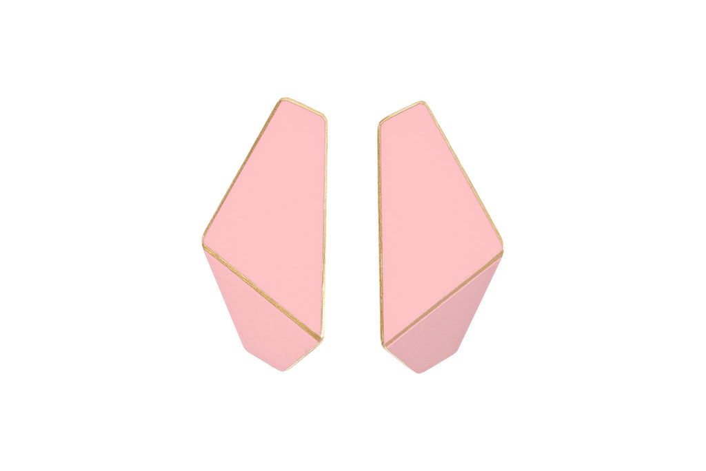 2. Lisa Kroeber Jewellery Folded Slim Earrings in pink, studio shot