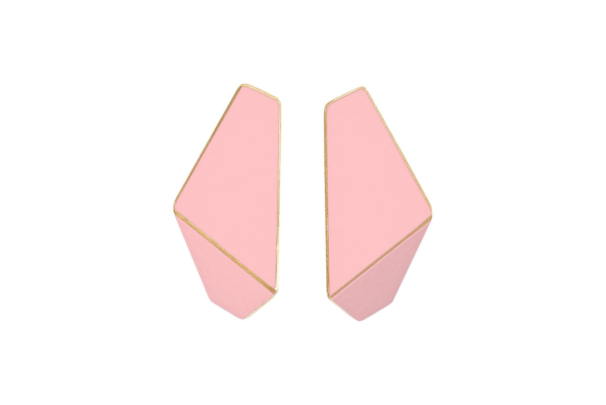 2. Lisa Kroeber Jewellery Folded Slim Earrings in pink, studio shot