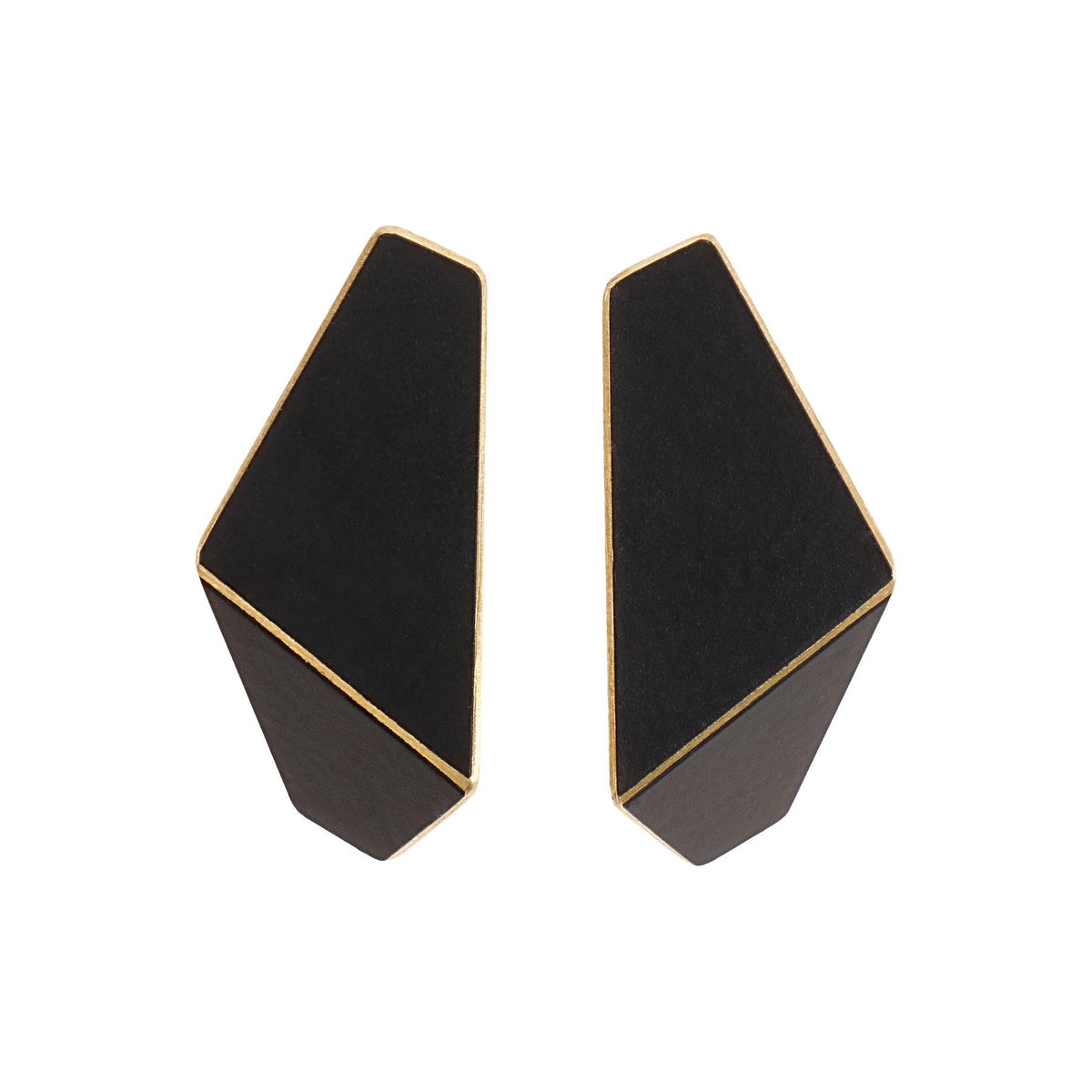 6. Lisa Kroeber Jewellery Folded Slim Earrings in black, studio shot