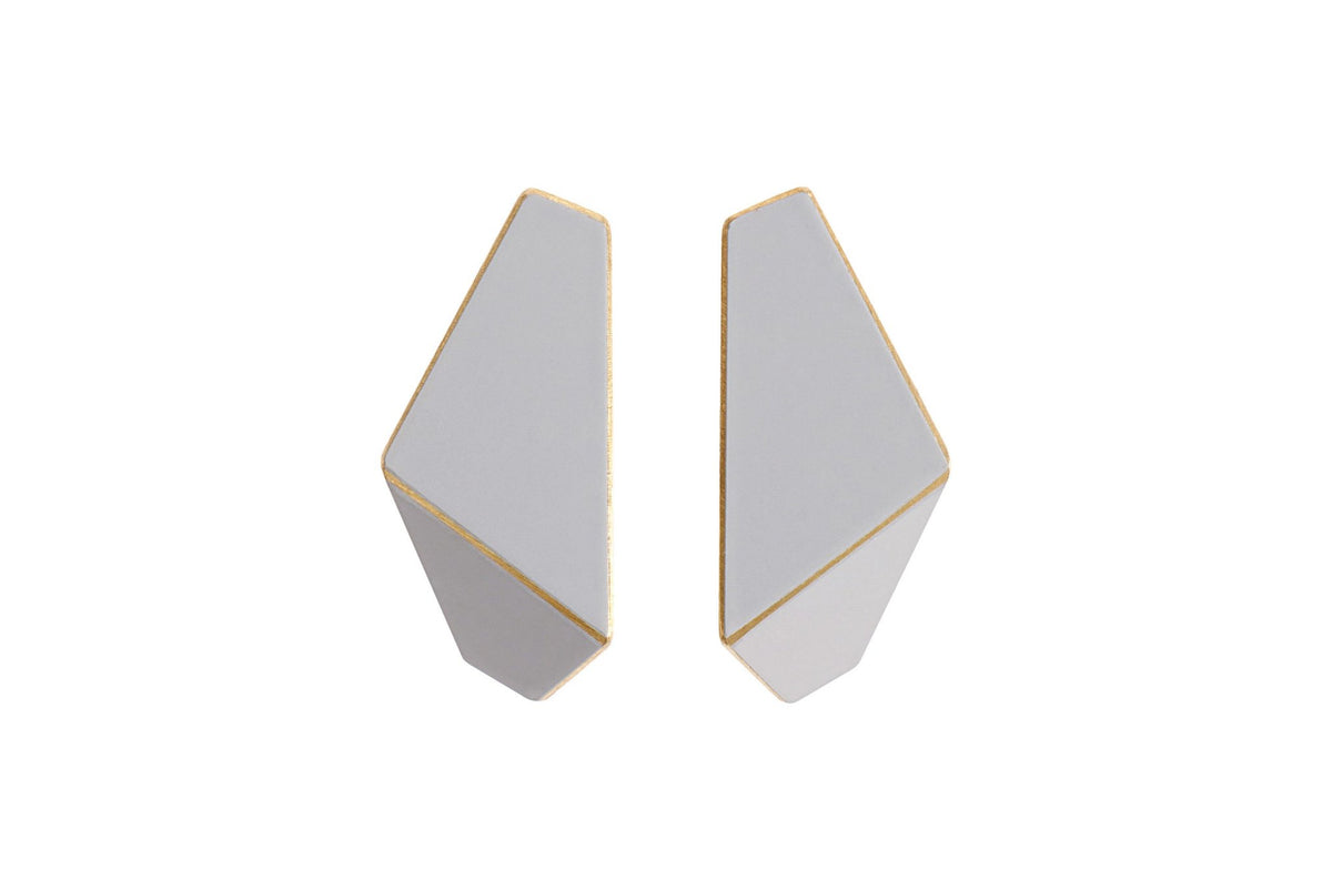 11. Lisa Kroeber Jewellery Folded Slim Earrings in grey, studio shot