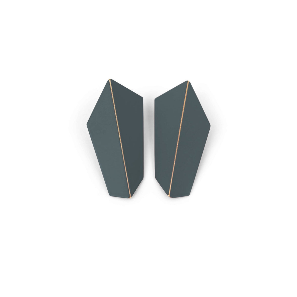 17. Lisa Kroeber Jewellery Folded Vertical Earrings in dark grey, studio shot