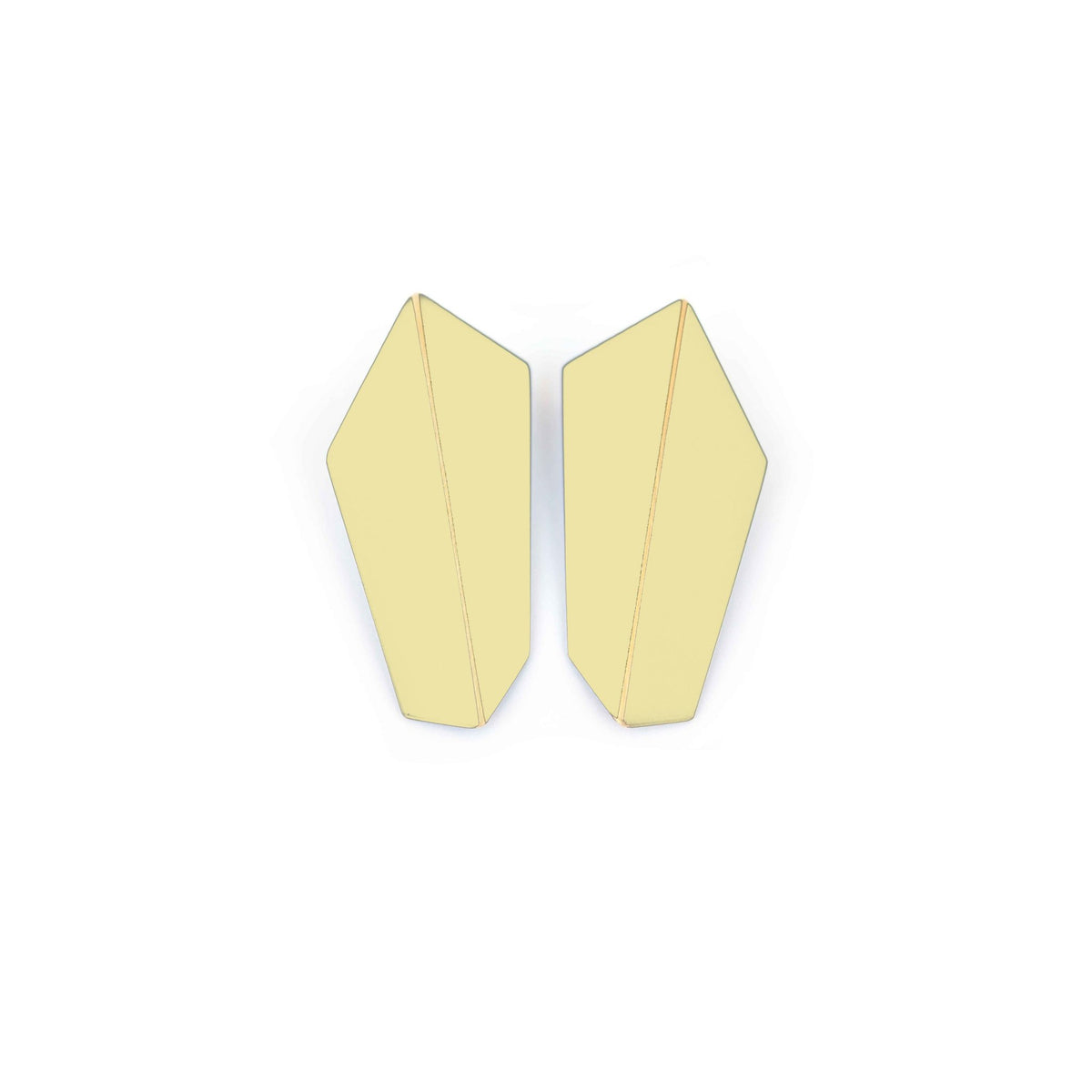 18. Lisa Kroeber Jewellery Folded Vertical Earrings in pale yellow, studio shot