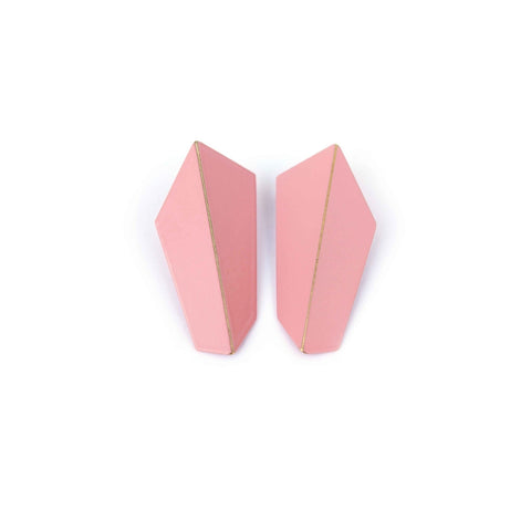 2. Lisa Kroeber Jewellery Folded Vertical Earrings in pink, studio shot