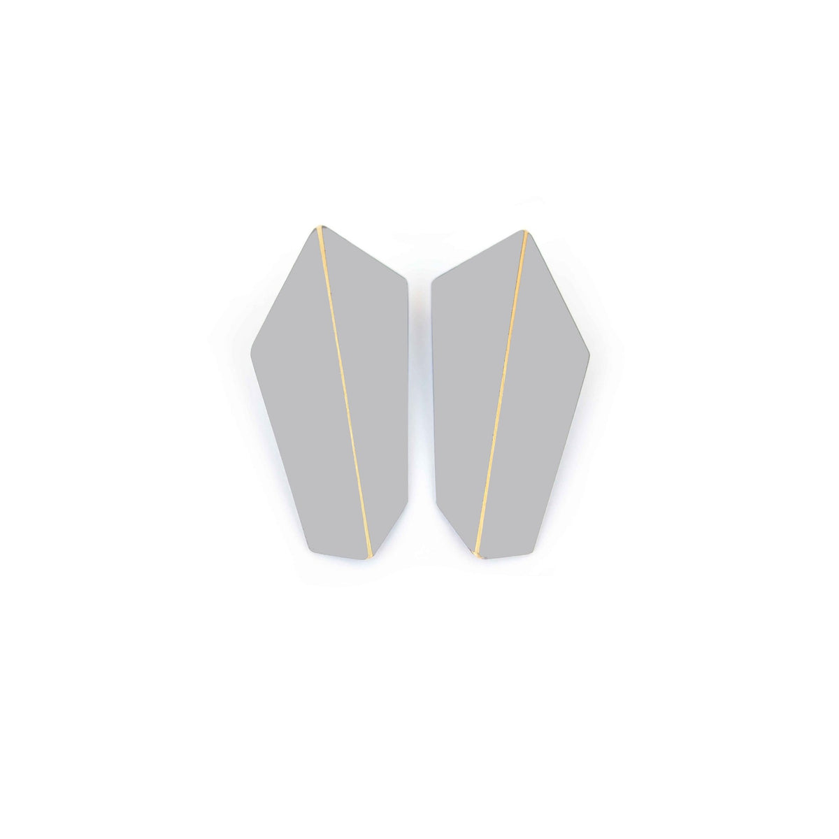 11. Lisa Kroeber Jewellery Folded Vertical Earrings in grey, studio shot