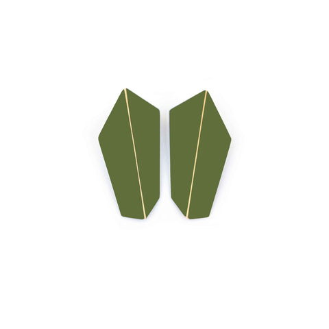 3. Lisa Kroeber Jewellery Folded Vertical Earrings in green, studio shot