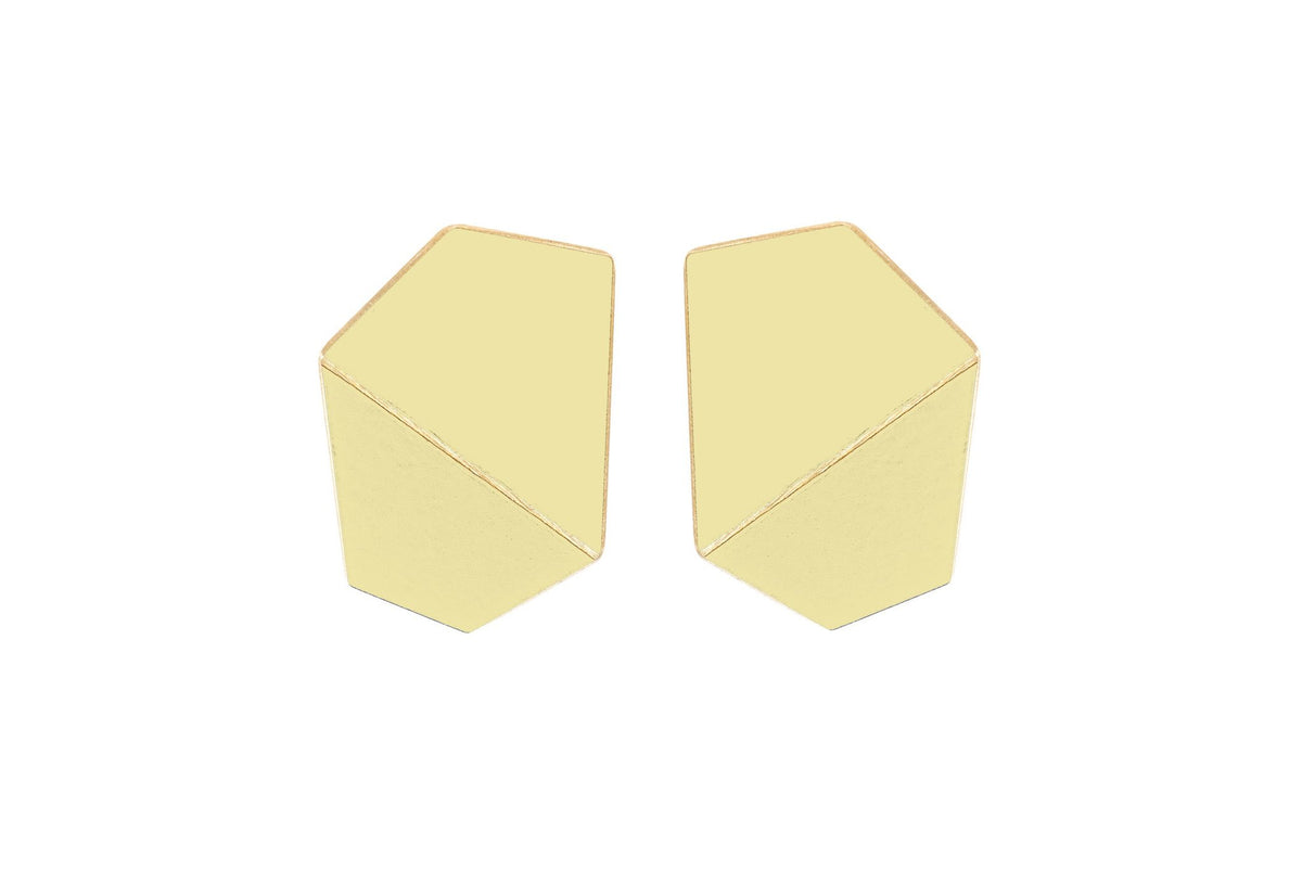 17. Lisa Kroeber Jewellery Folded Wide Earrings in pale yellow, handcrafted brass and sterling silver