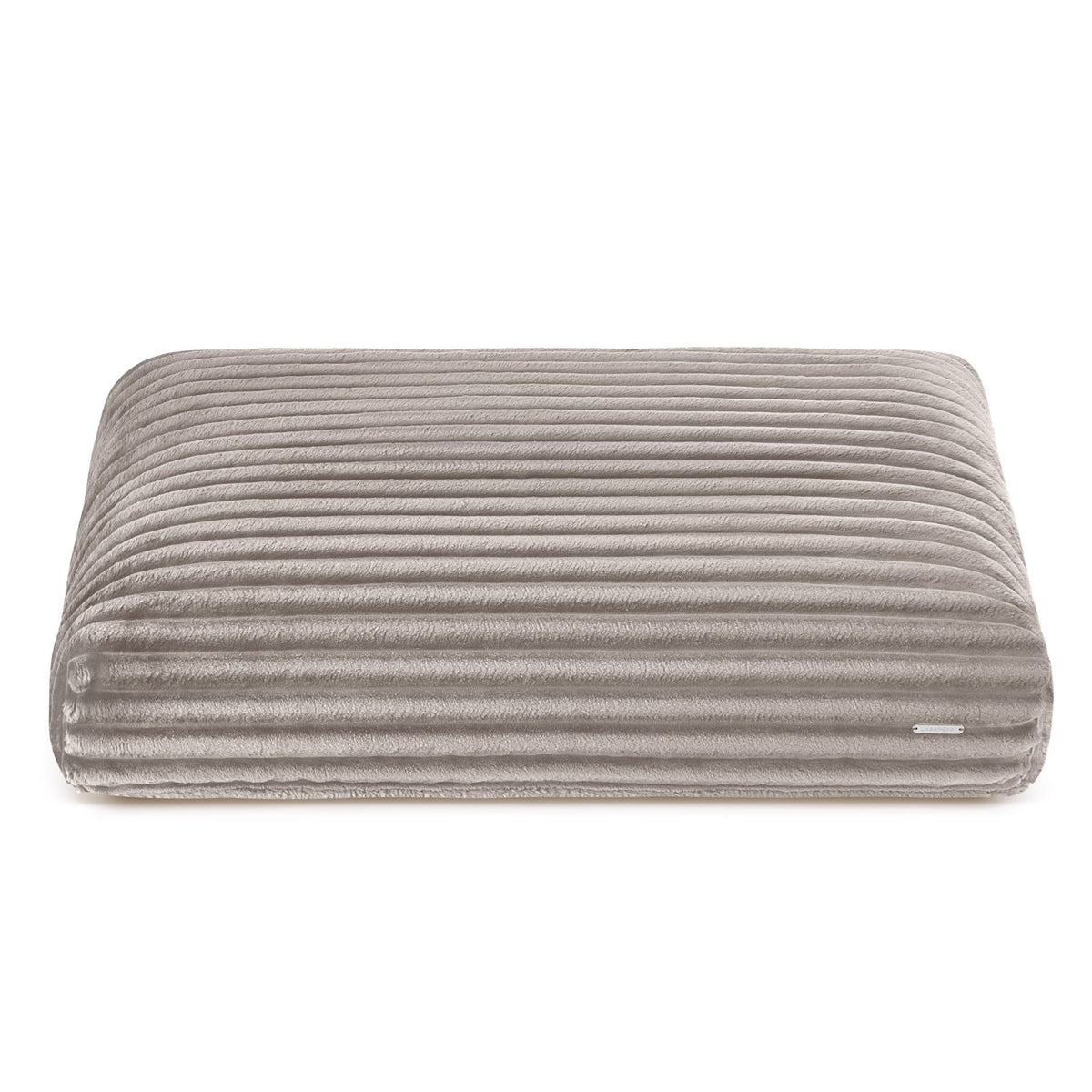 2. Beige ribbed dog cushion by Labbvenn on white background, showcasing plush texture and elegant design