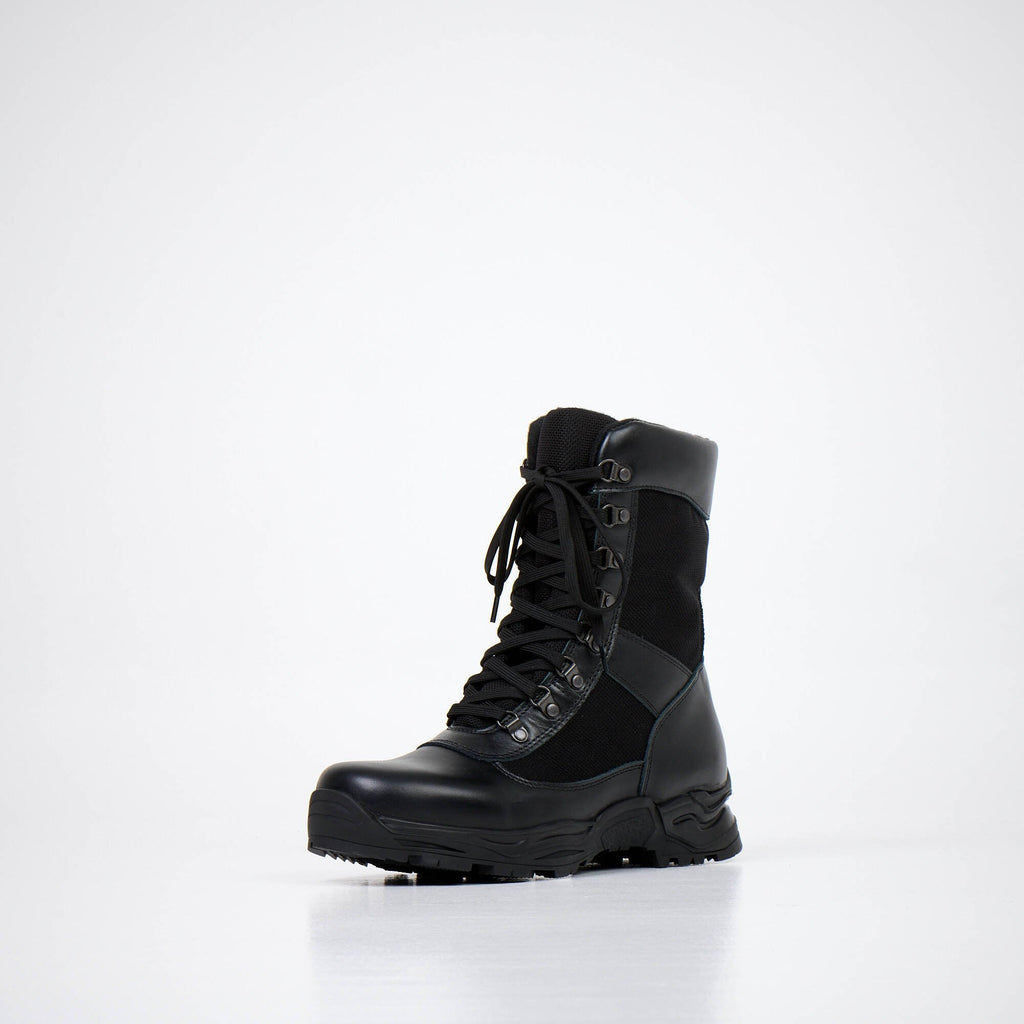 1. Black Samelin 590 Desert Boots with Zipper, shown in a studio setting, highlighting rugged design and durable Fury sole