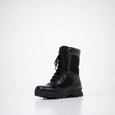 1. Black Samelin 590 Desert Boots with Zipper, shown in a studio setting, highlighting rugged design and durable Fury sole
