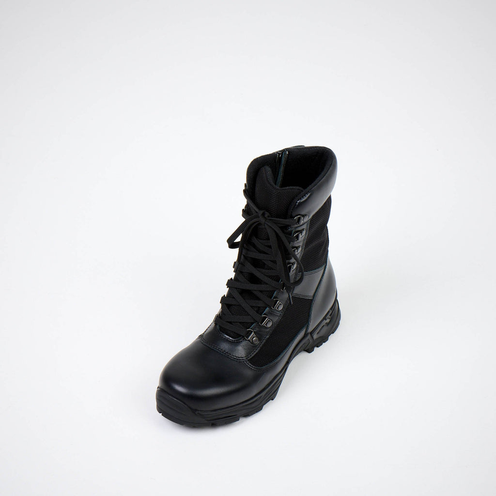 4. Top view of black Samelin 590 Desert Boots with Zipper, highlighting lace-up front and padded collar