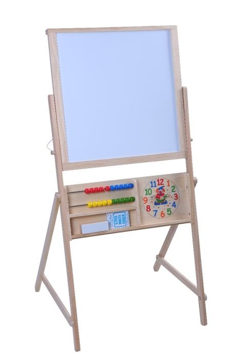 2. Gerardo's Toys double-sided chalkboard with whiteboard side, abacus, and clock, ideal for educational activities