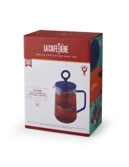 4. Packaging of La Cafetière Gyro teapot, 1.25 liters, showing product image and branding
