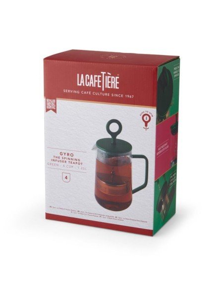 2. La Cafetière Gyro Teapot packaging box featuring product image and brand logo